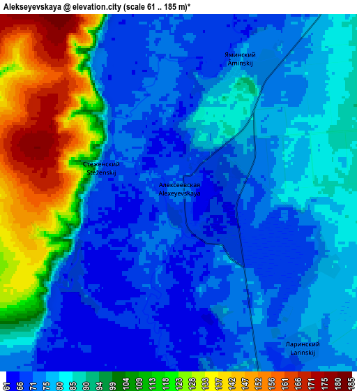 Zoom OUT 2x Alekseyevskaya, Russia elevation map