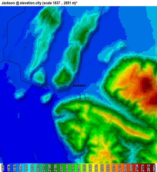 Zoom OUT 2x Jackson, United States elevation map