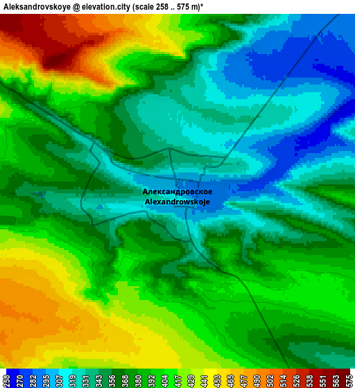 Zoom OUT 2x Aleksandrovskoye, Russia elevation map