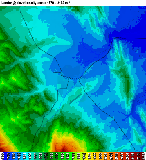 Zoom OUT 2x Lander, United States elevation map