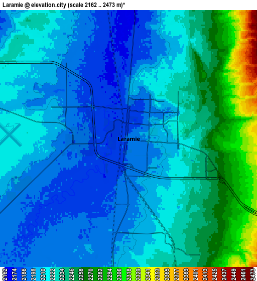 Zoom OUT 2x Laramie, United States elevation map