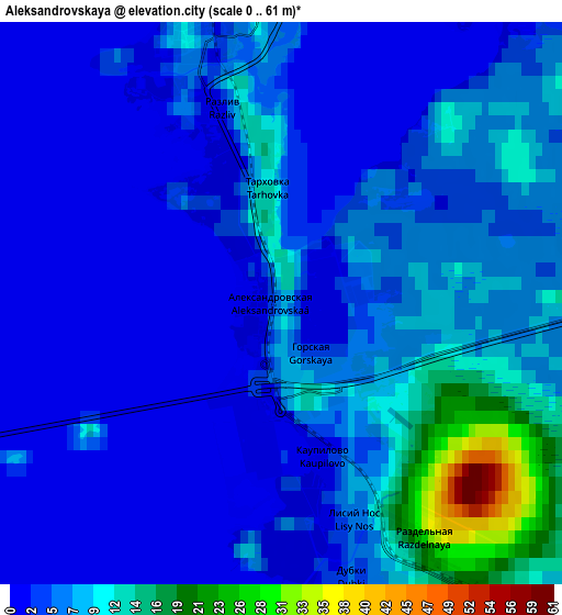 Zoom OUT 2x Aleksandrovskaya, Russia elevation map