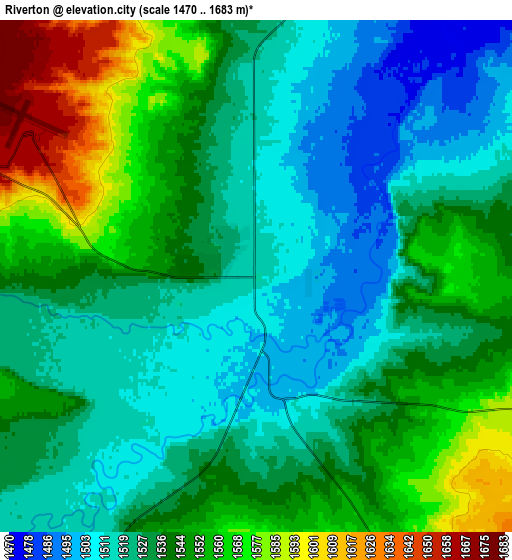 Zoom OUT 2x Riverton, United States elevation map