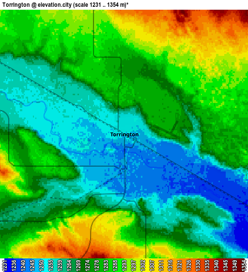 Zoom OUT 2x Torrington, United States elevation map