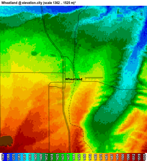 Zoom OUT 2x Wheatland, United States elevation map