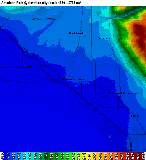 Zoom OUT 2x American Fork, United States elevation map