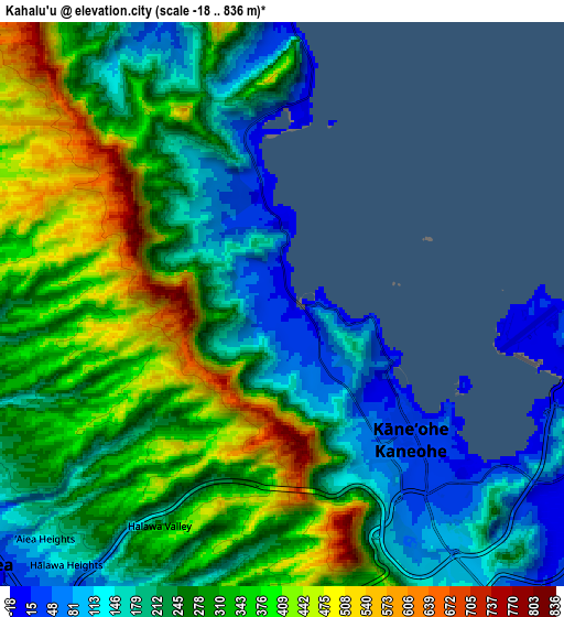 Zoom OUT 2x Kahalu‘u, United States elevation map