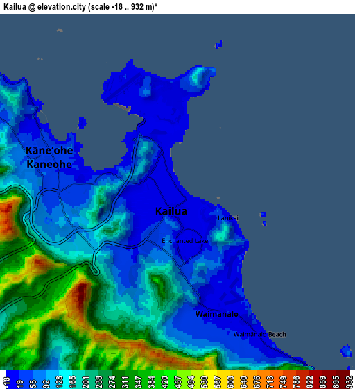 Zoom OUT 2x Kailua, United States elevation map