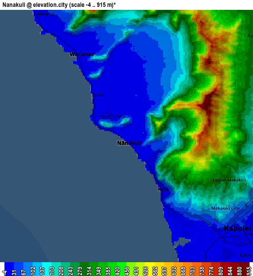 Zoom OUT 2x Nānākuli, United States elevation map