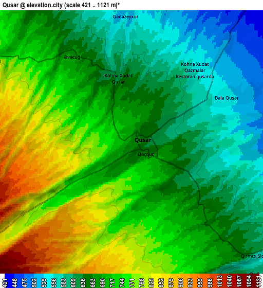 Zoom OUT 2x Qusar, Azerbaijan elevation map