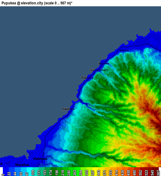 Zoom OUT 2x Pupukea, United States elevation map