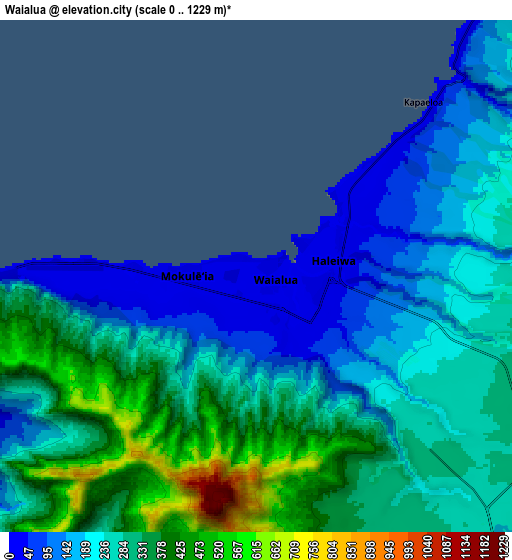 Zoom OUT 2x Waialua, United States elevation map