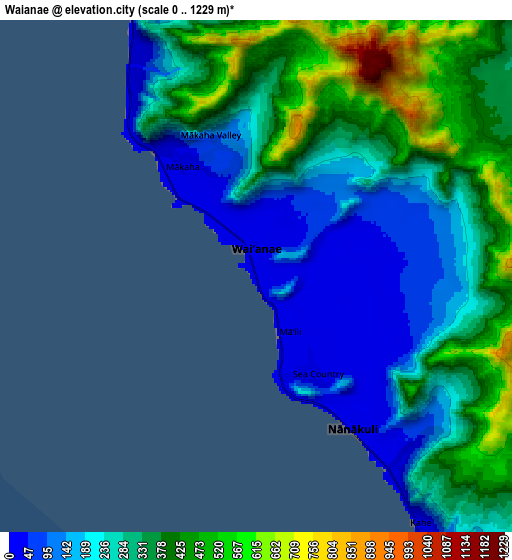 Zoom OUT 2x Waianae, United States elevation map