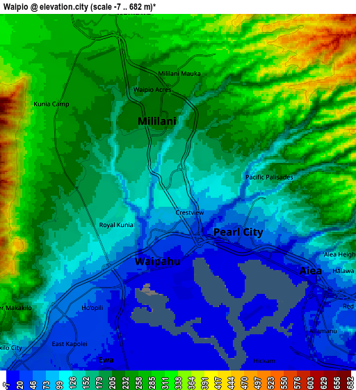 Zoom OUT 2x Waipio, United States elevation map