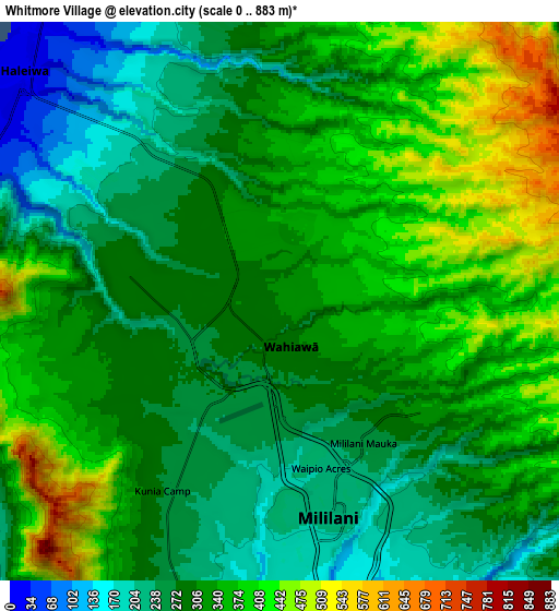Zoom OUT 2x Whitmore Village, United States elevation map