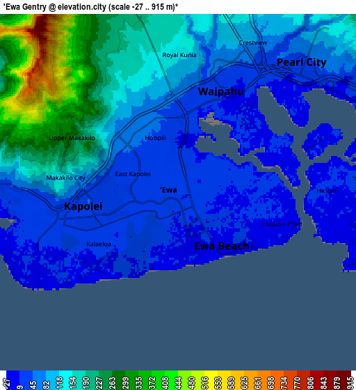 Zoom OUT 2x ‘Ewa Gentry, United States elevation map