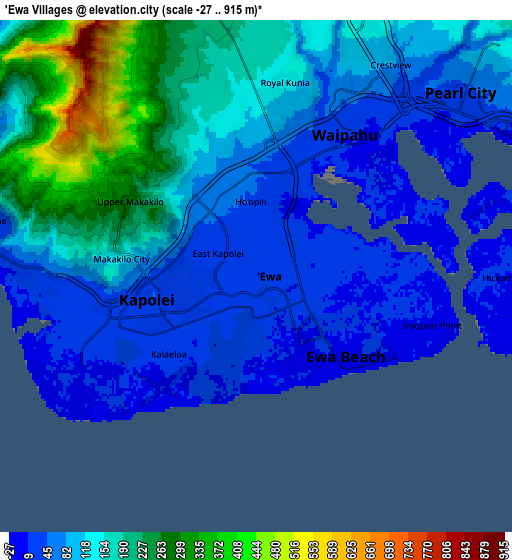 Zoom OUT 2x ‘Ewa Villages, United States elevation map