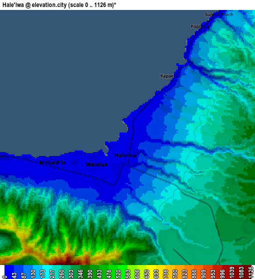 Zoom OUT 2x Hale‘iwa, United States elevation map