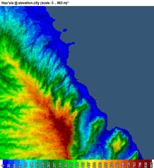 Zoom OUT 2x Hau‘ula, United States elevation map