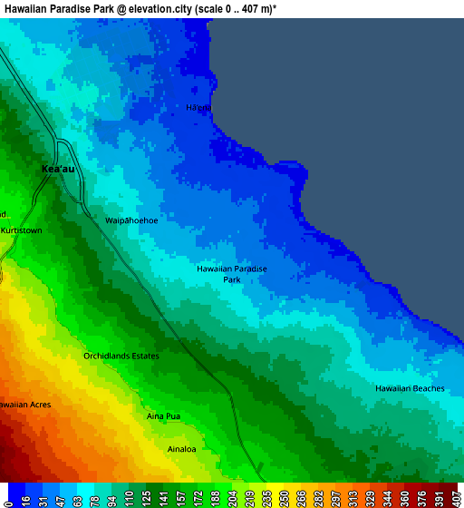 Zoom OUT 2x Hawaiian Paradise Park, United States elevation map