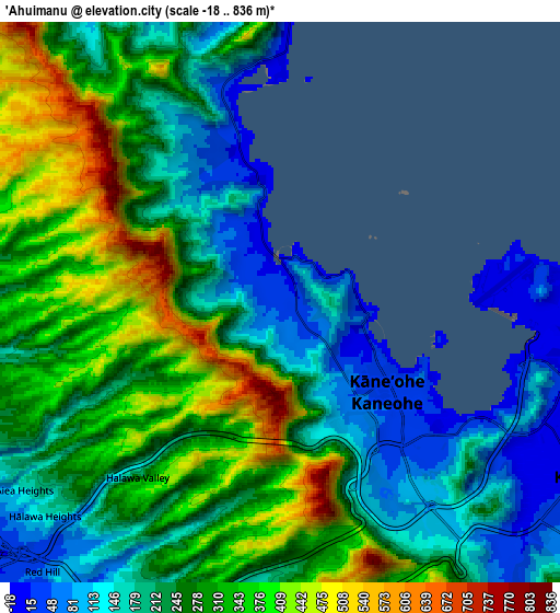 Zoom OUT 2x ‘Āhuimanu, United States elevation map