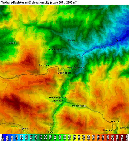 Zoom OUT 2x Yukhary-Dashkesan, Azerbaijan elevation map