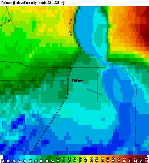 Zoom OUT 2x Palmer, United States elevation map