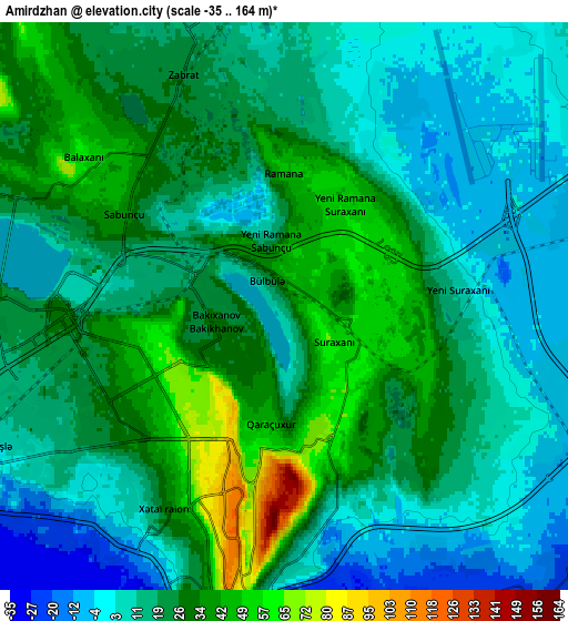 Zoom OUT 2x Amirdzhan, Azerbaijan elevation map