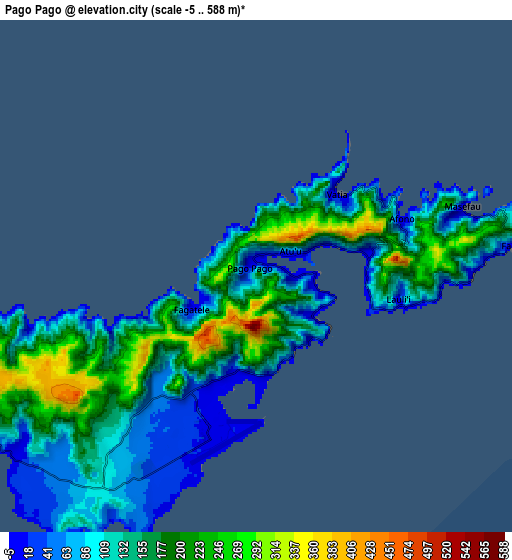 Zoom OUT 2x Pago Pago, American Samoa elevation map