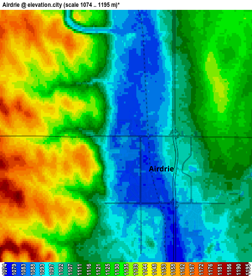 Zoom OUT 2x Airdrie, Canada elevation map