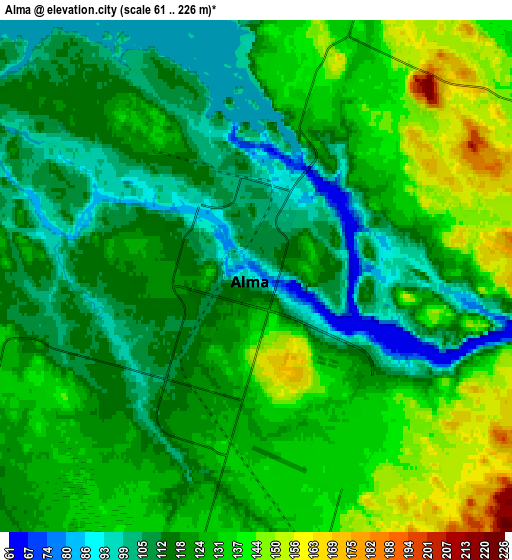 Zoom OUT 2x Alma, Canada elevation map