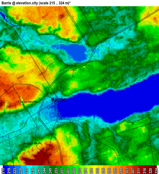 Zoom OUT 2x Barrie, Canada elevation map