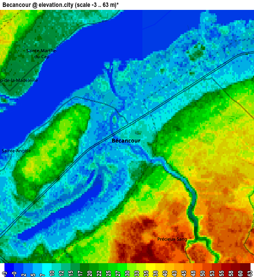Zoom OUT 2x Bécancour, Canada elevation map