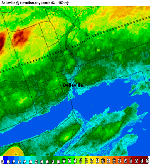 Zoom OUT 2x Belleville, Canada elevation map