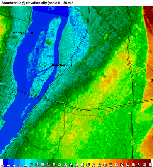 Zoom OUT 2x Boucherville, Canada elevation map