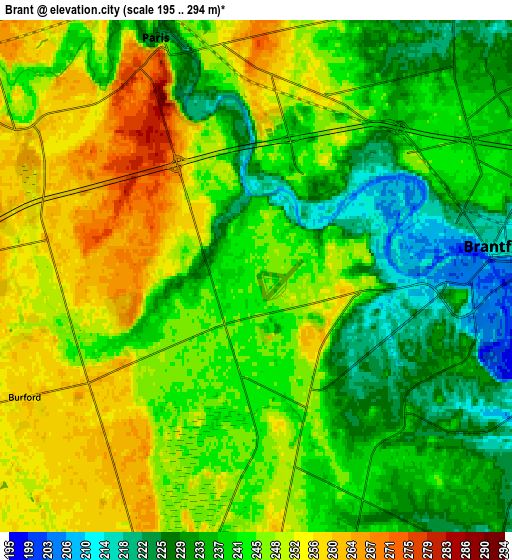 Zoom OUT 2x Brant, Canada elevation map