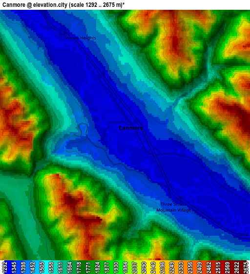 Zoom OUT 2x Canmore, Canada elevation map