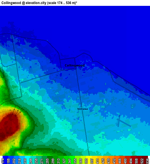 Zoom OUT 2x Collingwood, Canada elevation map