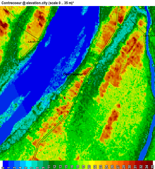 Zoom OUT 2x Contrecoeur, Canada elevation map