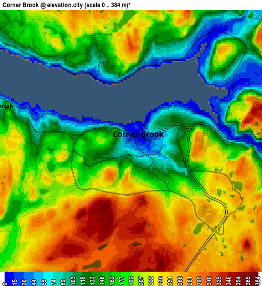 Zoom OUT 2x Corner Brook, Canada elevation map