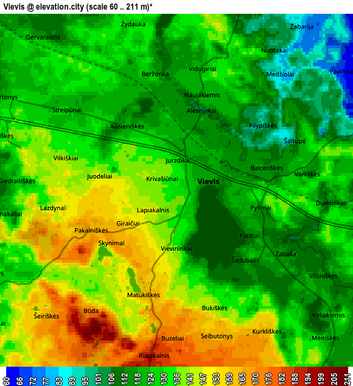Zoom OUT 2x Vievis, Lithuania elevation map