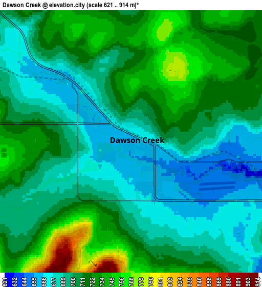 Zoom OUT 2x Dawson Creek, Canada elevation map