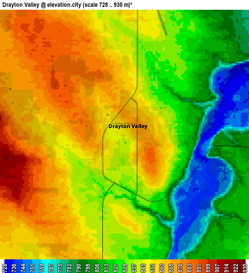 Zoom OUT 2x Drayton Valley, Canada elevation map