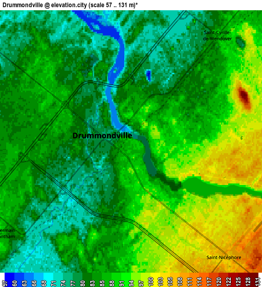 Zoom OUT 2x Drummondville, Canada elevation map
