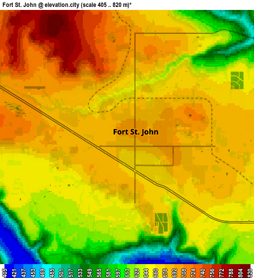 Zoom OUT 2x Fort St. John, Canada elevation map