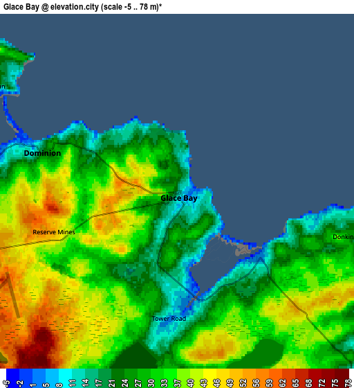 Zoom OUT 2x Glace Bay, Canada elevation map