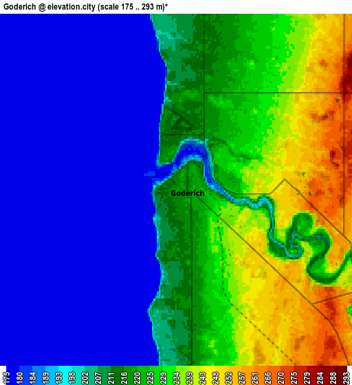 Zoom OUT 2x Goderich, Canada elevation map