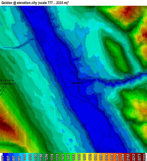 Zoom OUT 2x Golden, Canada elevation map