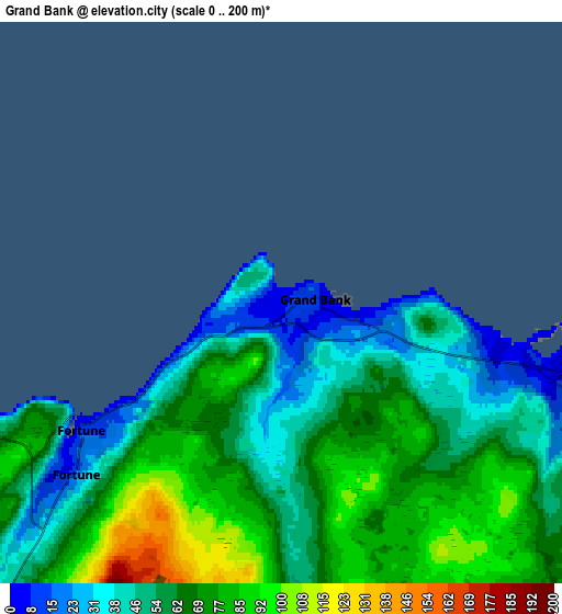 Zoom OUT 2x Grand Bank, Canada elevation map