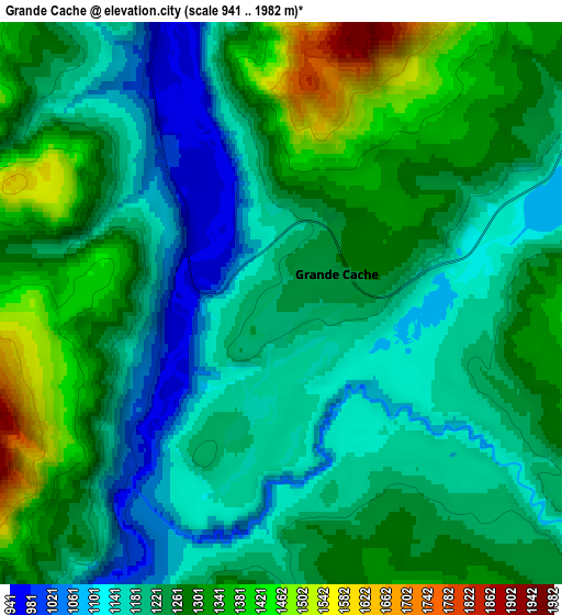 Zoom OUT 2x Grande Cache, Canada elevation map